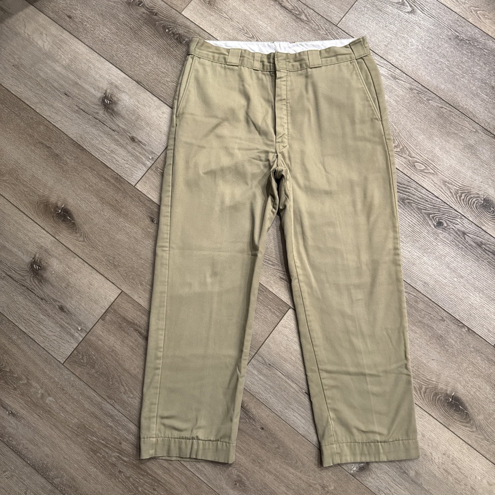 LL Bean Men's Pants Flannel Plaid Lined Khaki Pants 38x29  Natural Fit Beige Tan